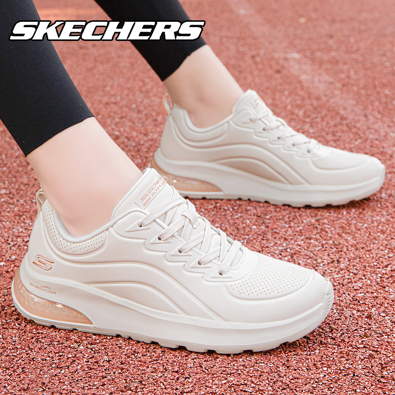 Skechers斯凯奇跑步鞋女鞋秋冬季新款官方旗舰皮面防水软底运动鞋