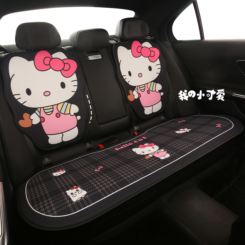 汽车坐垫四季通用布艺透气可爱卡通凯蒂猫单片主驾驶无靠背座垫