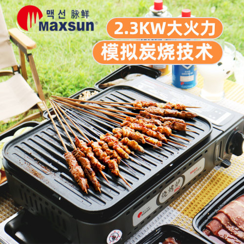 脉鲜便携户外烧烤炉BBQ防风露营