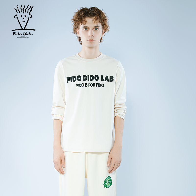 FIDO DIDO【官方直营】 简约印花套头卫衣秋男女同款FDCSW0011HJ