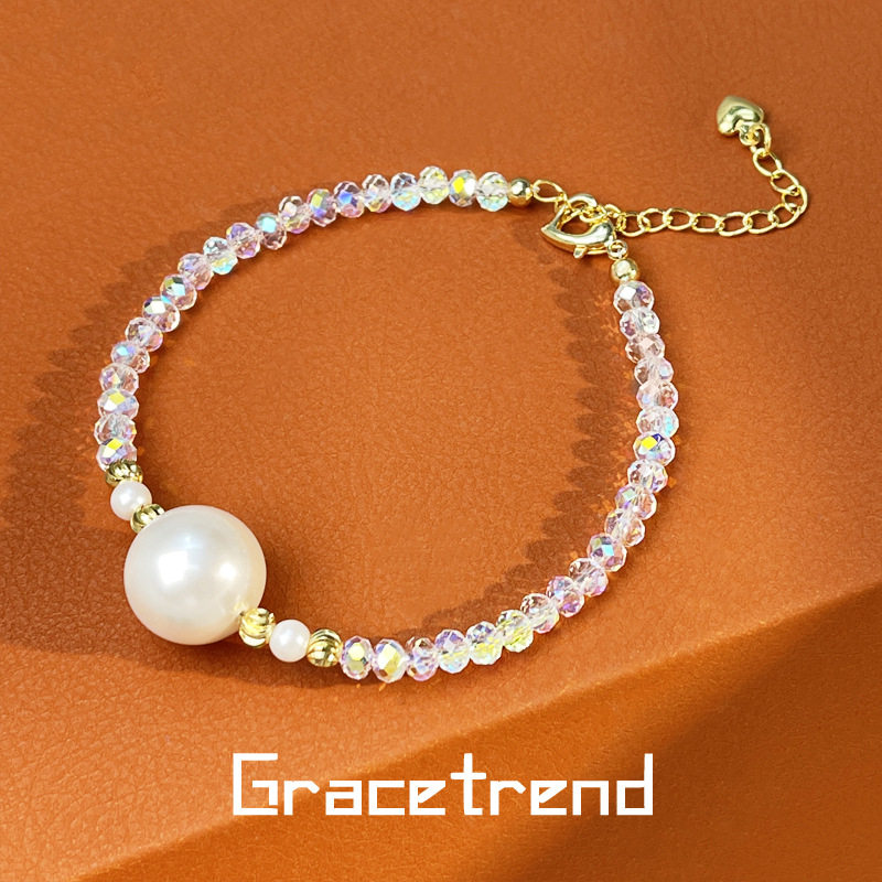 闪闪施华洛水晶强光路路通贝珠项链女轻奢气质高级锁骨颈链Da3109