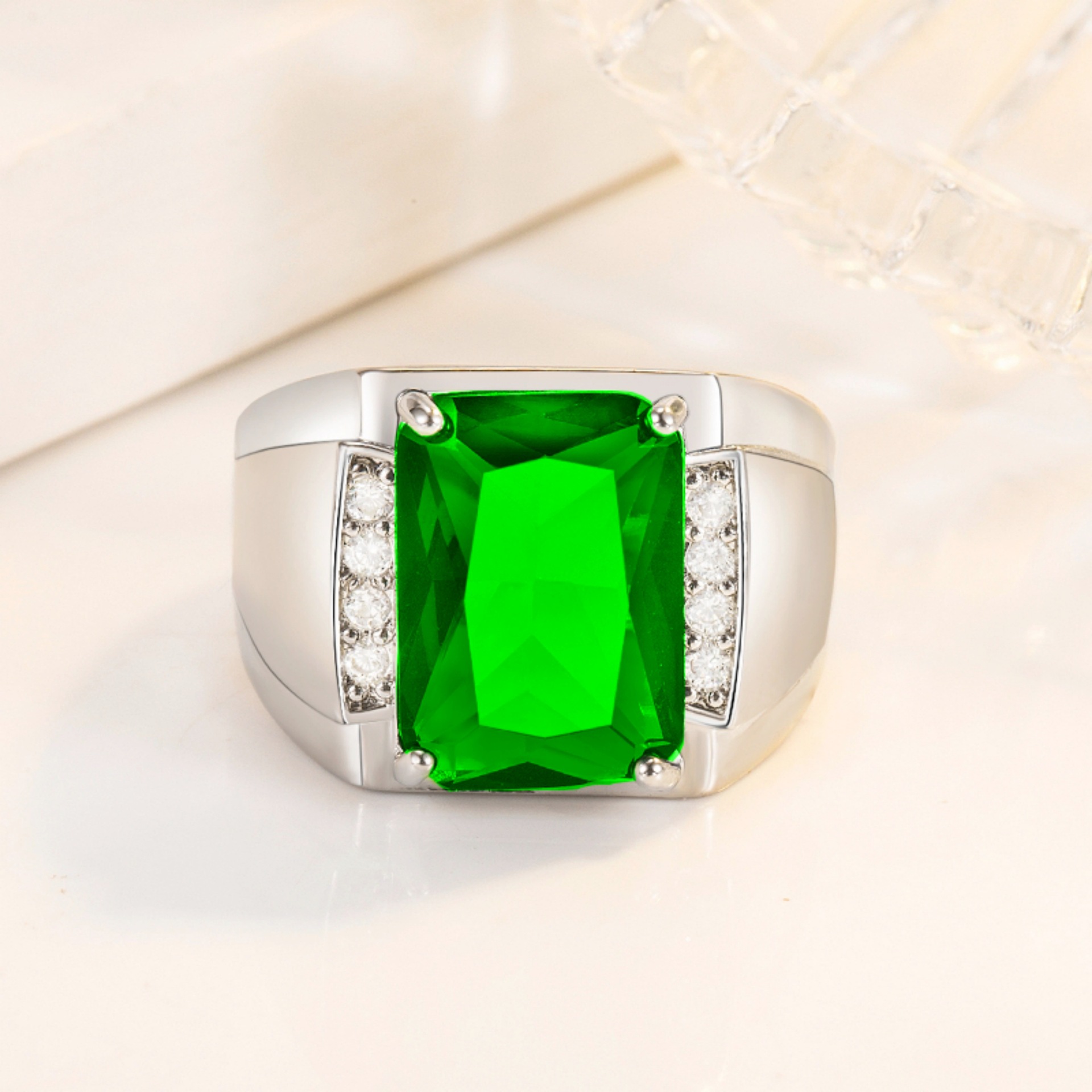 钻石之乡河南柘城河南人工钻石开口仿巴西天然紫晶彩宝戒指个性型