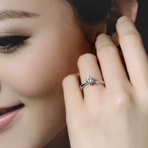 钻石之乡河南商丘欧美热卖时尚经典六爪戒指环手饰品 镀白金a2869