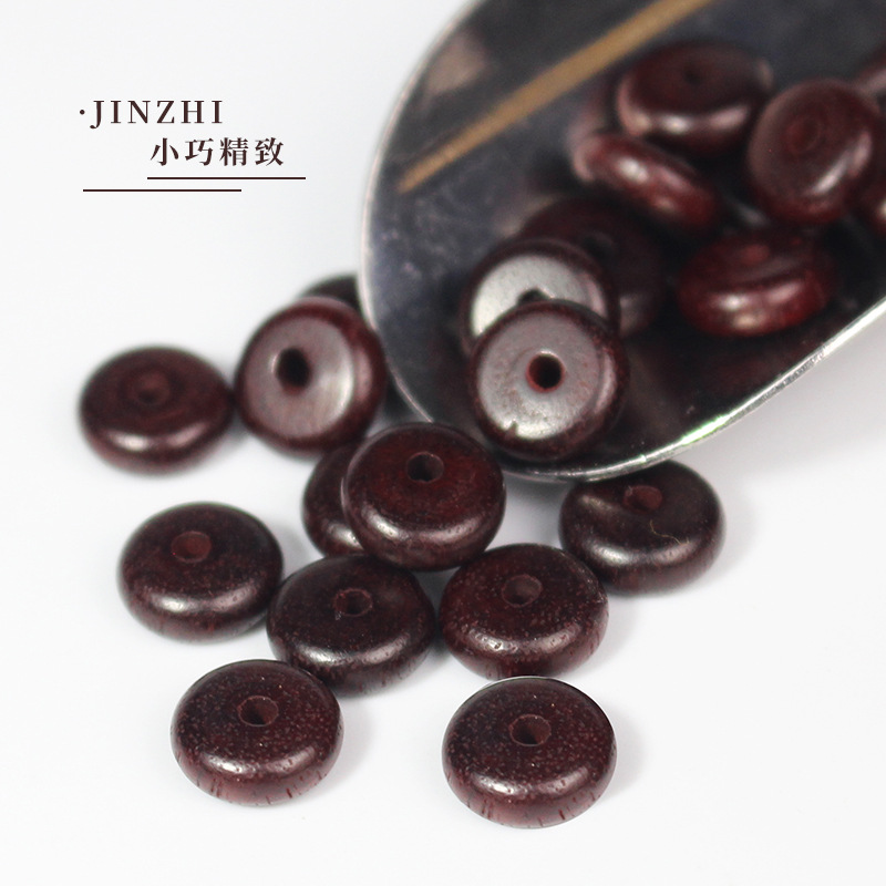 菩提之乡中国海南血檀木隔片3*8MM散珠垫片非洲紫檀药片珠隔珠DIY