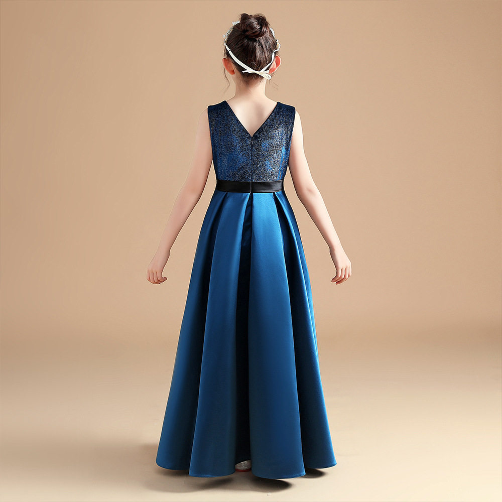 女童礼服钢2026新款琴演奏缎面儿童晚礼服公主裙合唱小提琴a4350