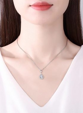 钻石之乡商丘人工钻石925純銀项链饰品女百搭级感水滴吊坠新a2638