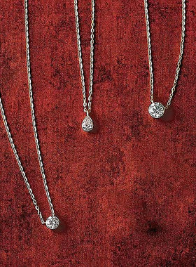 钻石之乡商丘人造钻石日系简约圆形无爪镶钻项链925纯银叠戴a2599