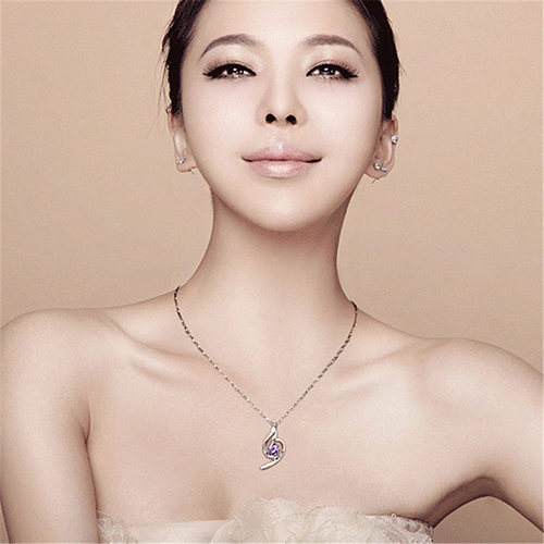 钻石之乡河南商丘银饰项链柔美吊坠白水晶韩版吊坠锁骨链配a2576