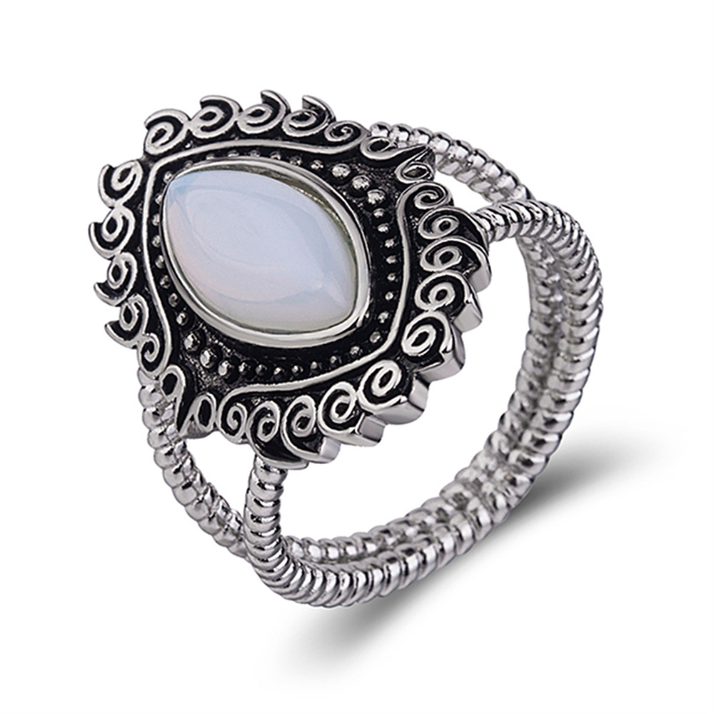 钻石之乡河南柘城河南人工钻石跨境热卖wish新品复古月光石戒指