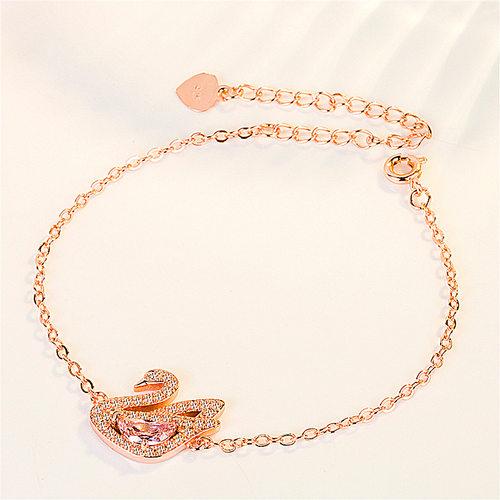 钻石之乡河南商丘优雅百搭银时尚镀白金玫瑰金天鹅手链手镯a2843