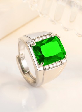 钻石之乡河南商丘开口仿巴西天然紫晶彩宝戒指个性型男潮流a2721