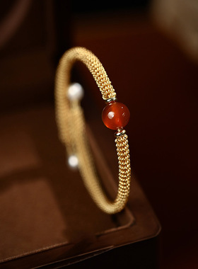 抖音爆款经典红色玛瑙绕线手镯饰品女手串厂家a2967