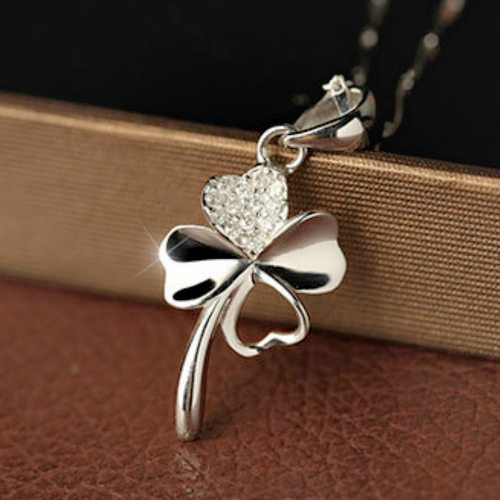 钻石之乡河南商丘短款项链韩国锆石幸运花草吊坠简约日韩锁a2573