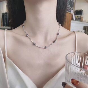 串珠锁骨链满天星珍珠唯美项链精致轻奢饰品碎银子小众颈链Da3110