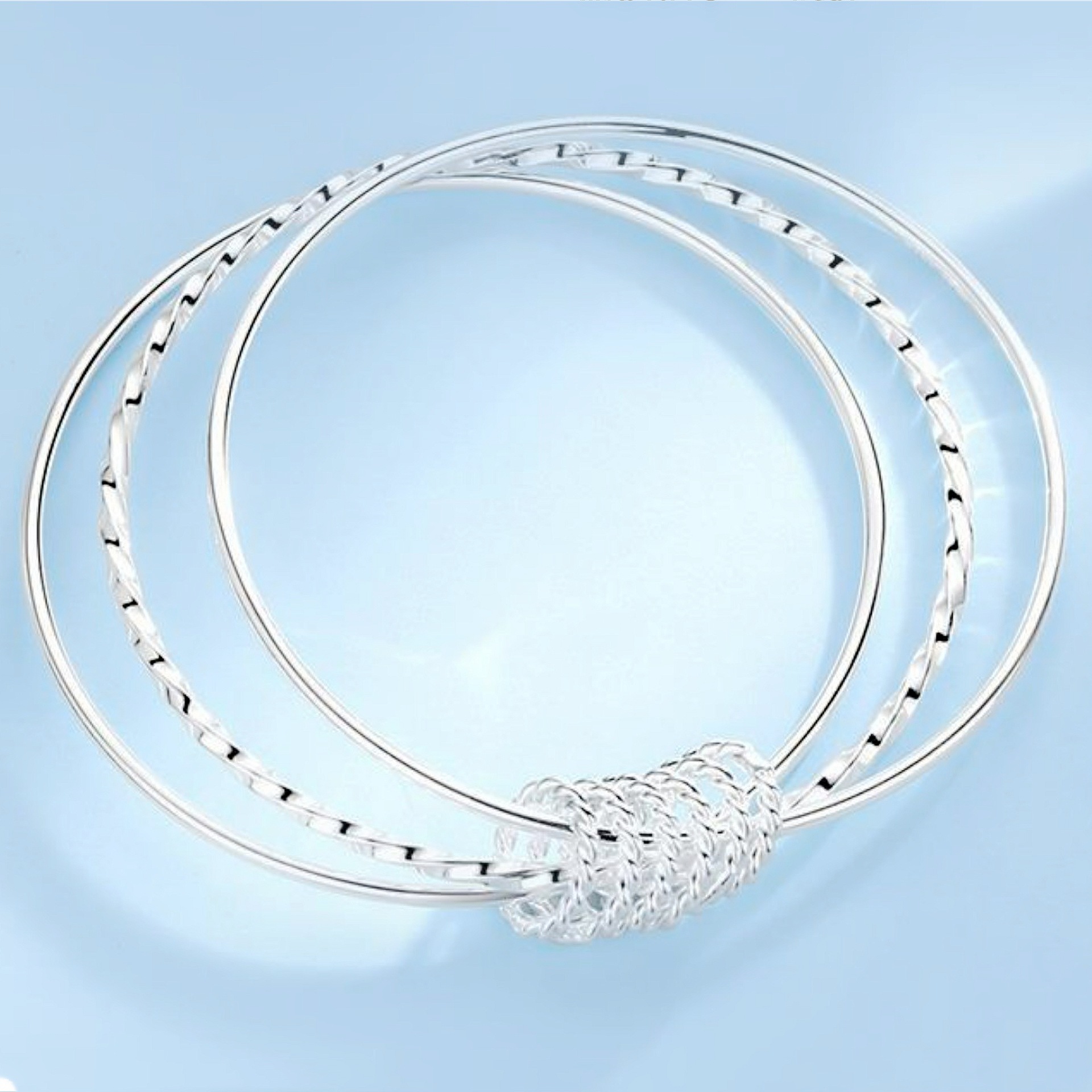 钻石之乡河南柘城河南人工钻石跨境热卖三线圈手镯镀纯银手环手镯