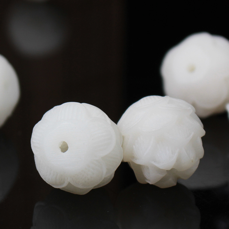 菩提之乡中国海南厂家白玉菩提莲花散珠菩提根雕刻珠DIY手串佛珠
