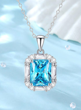 钻石之乡河南钻商丘人造彩钻925银祖母绿冰糖项链女轻奢小众a2521