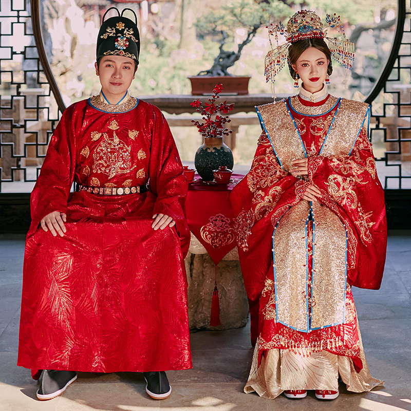 汉服婚服2026年情侣套装凤冠霞帔嫁衣古装结婚礼服龙凤褂新a4871