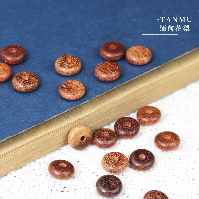 菩提之乡中国海南缅甸花梨隔片药片珠3*8MM散珠木垫片大果紫檀DIY
