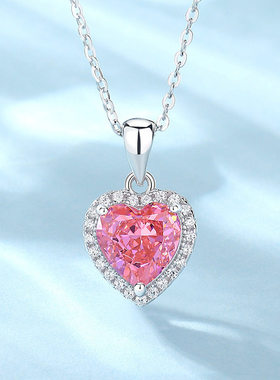 钻石之乡商丘钻石永恒之心项链纯银S925锁骨链吊坠情人节礼a2572