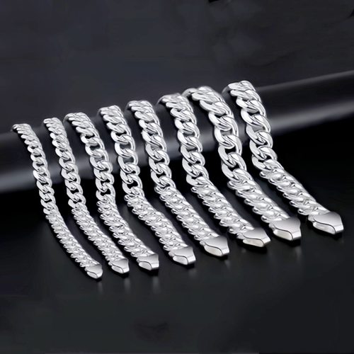 钻石之乡河南商丘韩版镀银银男士手链 时尚银马鞭手链型男潮a2410