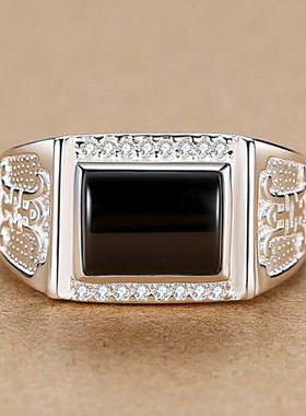 钻石之乡河南商丘开口简约不凡霸道男士黑钻戒指 尊贵典雅镶a2794