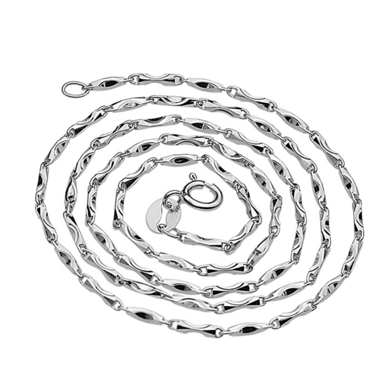 钻石之乡河南柘城河南人工钻石热卖镀银白金多尺寸元宝链S925项链