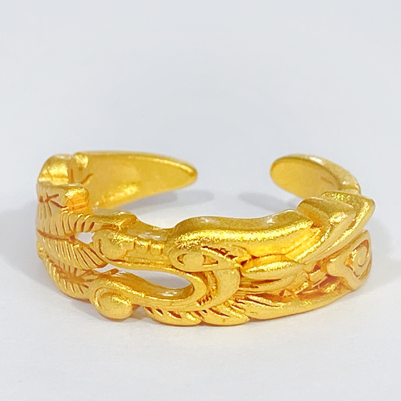 钻石之乡河南柘城河南人工钻石手工雕刻古法龙骧麟振戒指 新品霸