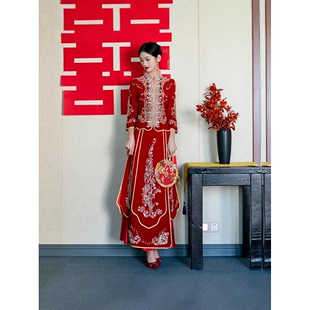 重工禾服新娘结婚婚服中式嫁衣出阁出嫁敬酒服龙凤褂厂家a4172