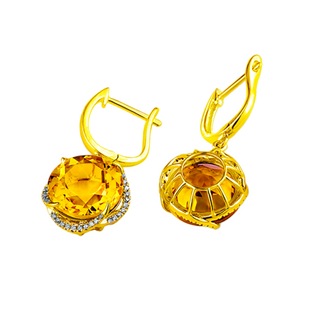 钻石之乡河南商丘网红同款旋转镶钻黄钻耳扣耳环 时尚黄水晶a2607