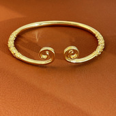 新中式 559a3096 简约百搭D 开口金锢缠云悟空手镯男女同款 复古经典