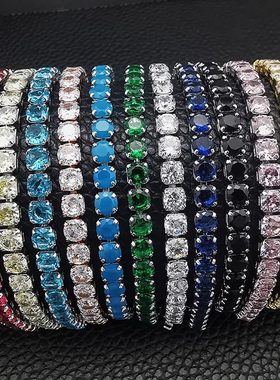 河南钻石商丘钻石河南商丘人工钻石嘻哈网球手链手饰多色手a2529