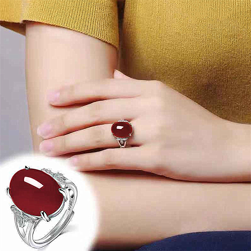 钻石之乡河南柘城河南人工钻石绿玛瑙开口戒指简约复古镶钻戒指