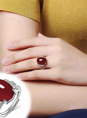 钻石之乡河南柘城河南人工钻石绿玛瑙开口戒指简约复古镶钻戒指