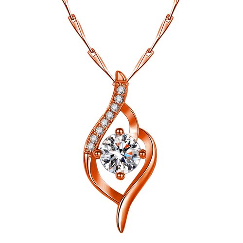 钻石之乡河南商丘项链镀银镀玫瑰金项链柔美流韵吊坠锁骨链a0196