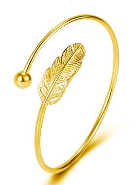 钻石之乡河南商丘羽毛银手镯小清新镀925网红手环女细致简约a2381