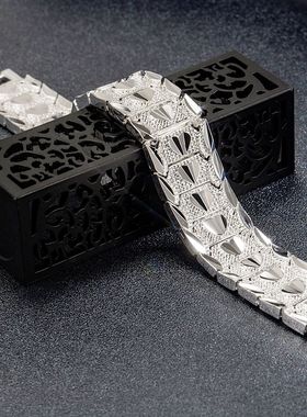 钻石之乡河南商丘镀银hihop风宽版心形手链 车花爱心手表链a2516