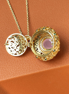 新中式国风气质吊坠可开盖放香薰时尚百搭轻奢复古优雅项链Da3116