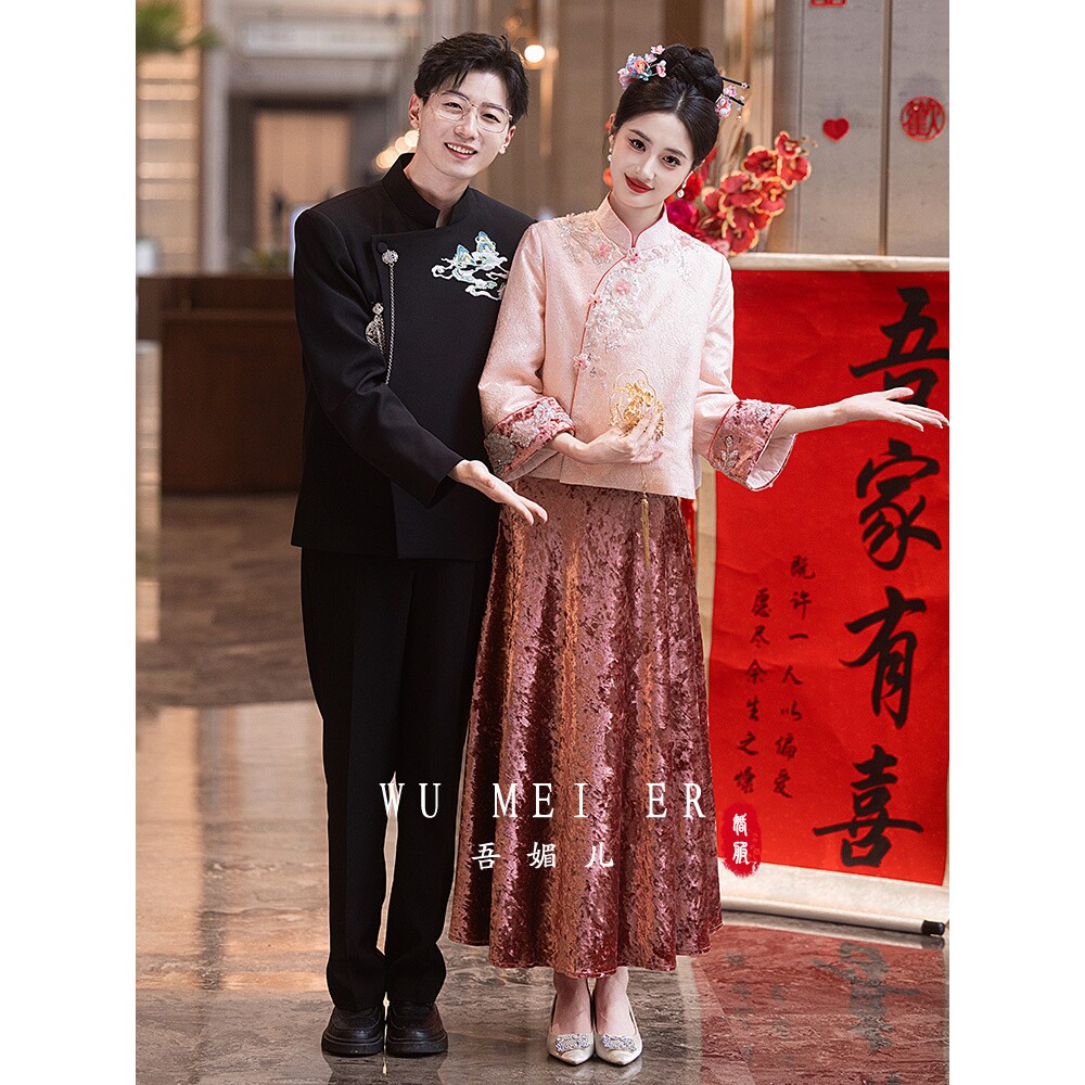 2026新款粉色新中式订婚连衣裙礼服改良版旗袍日常可穿回门a4991