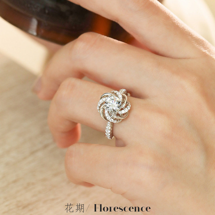 钻石之乡河南钻石商丘钻戒指花期结婚钻戒女2克拉八心八箭碳a5053