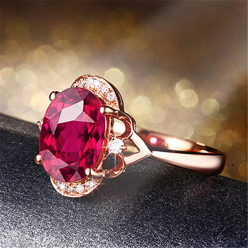 钻石之乡河南商丘欧美奢华鸽血红宝石戒子红宝石戒指镀玫瑰a0223
