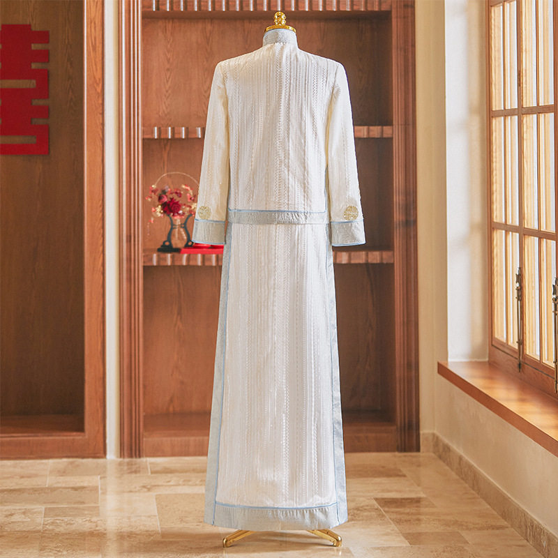 2026白色秀禾服男新中式新郎婚服结婚礼服嫁衣龙凤褂唐装接a5132