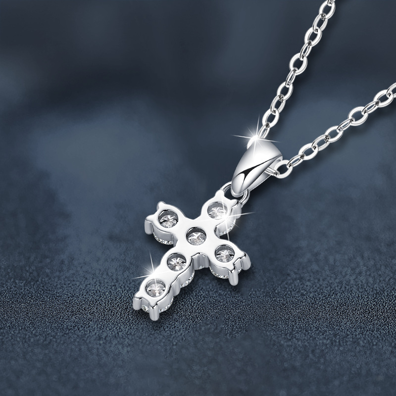 钻石之乡中国商丘莫桑钻十字架吊坠项链925纯银设计感小众高a0119