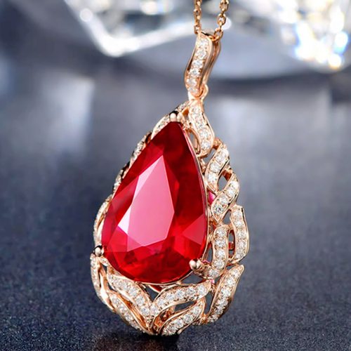 钻石之乡河南商丘抖音快手直播热卖火焰造型吊坠项链 梨形钻a2709