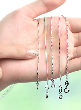 河南商丘钻石S925纯银蛇骨链十字链盒子链瓜子元链刀片链锁a2537