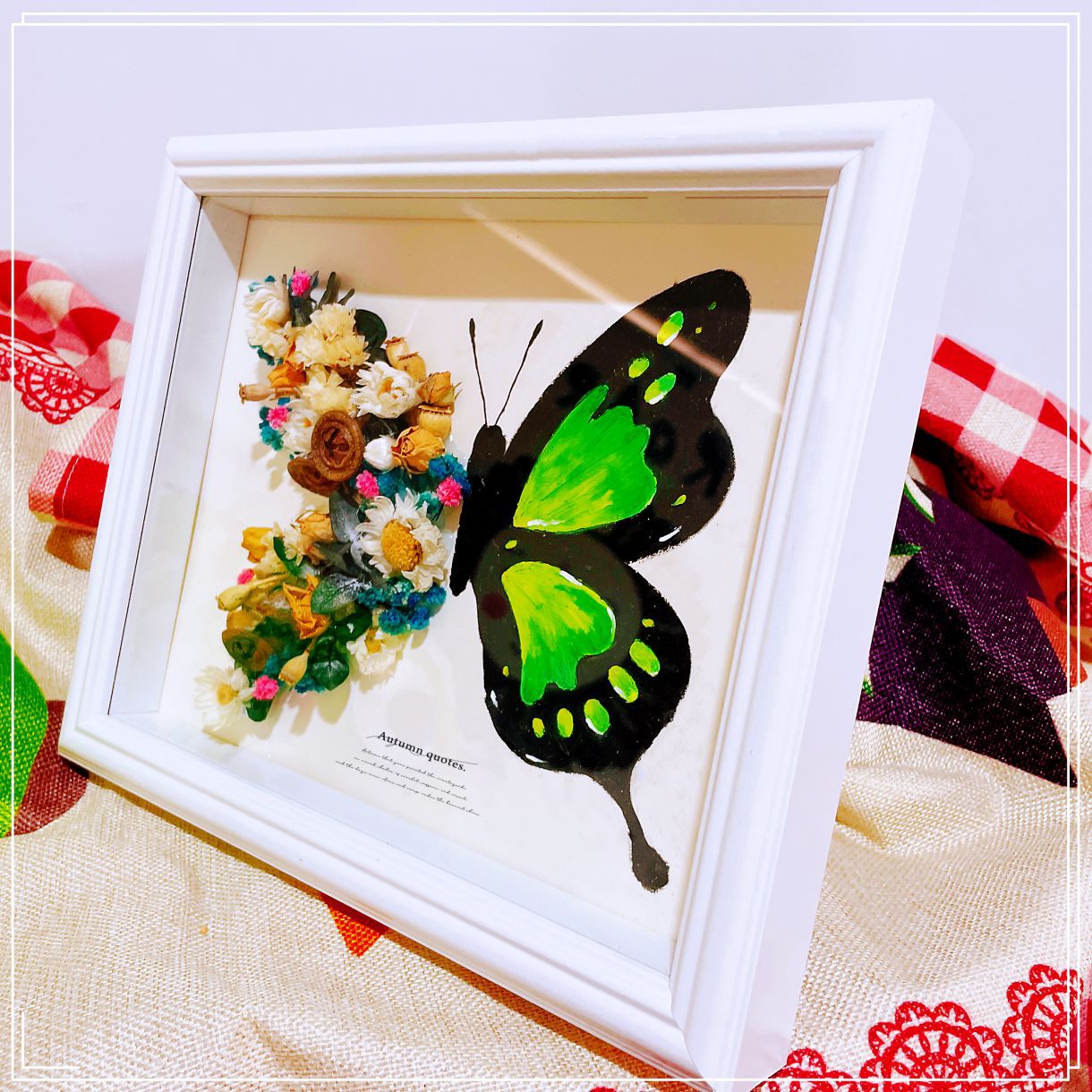 木质diy手工立体中空玻璃高级相框田园干花蝴蝶欧式复古标本a0451