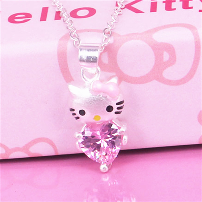 钻石之乡河南柘城河南人工钻石热卖粉色爱心形钻kt猫吊坠卡通猫Ki