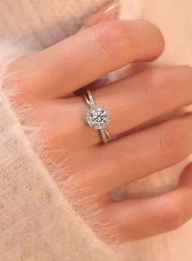 河南钻石商丘人工钻石初雪钻戒50分情侣订婚求结婚钻石戒指a2511