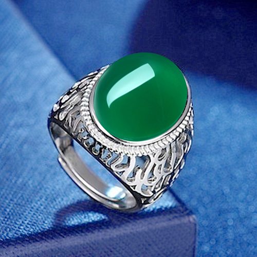 钻石之乡河南商丘新款欧美大方霸气绿玉戒指 气质绿玛瑙可调a2847
