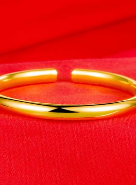 钻石之乡河南柘城河南人工钻石黄铜镀金6mm开口光面管手镯 简约光